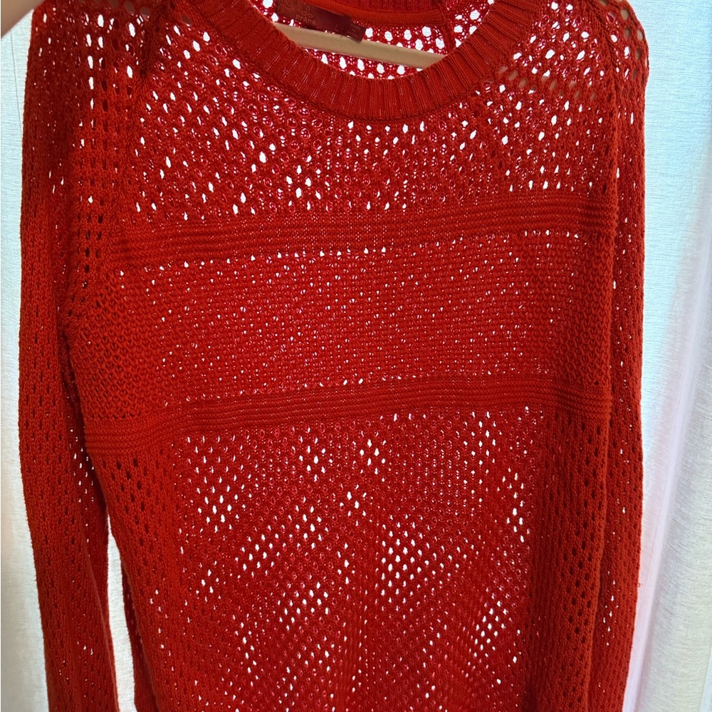 Red/Orange Prana Open Knit Sweater
